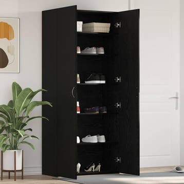 vidaXL Schoenenkast 80 x 35.5 x 180 cm Bewerkt hout Zwart, Verzenden, Nieuw