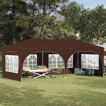 vidaXL Pop-up partytent 574 x 289 x 245 cm Bruin Oxford Stof, Verzenden, Nieuw, Partytent