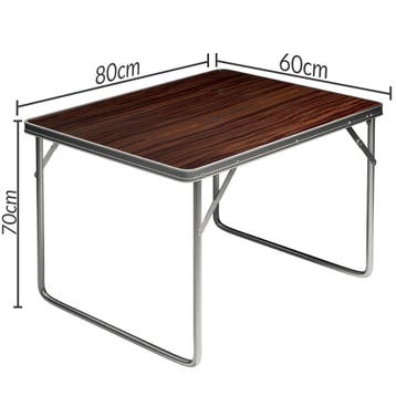 Campingtafel Houtlook Aluminium 80x60x70cm Inklapbaar, Verzenden, Nieuw