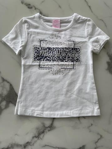 Meisjes t-shirt Bonjour Mon Amour in de kleur wit, Verzenden, Nieuw, Overige maten