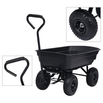 vidaXL Tuinkiepwagen 300 kg 75 L zwart, Verzenden, Nieuw