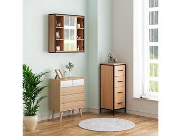 Eugad Badkamermeubel - Wandkast met Spiegel - 2-in-1 Vintage, Verzenden, Nieuw