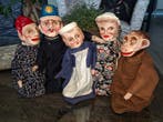 onbekend - Speelgoedpop 5 handpoppen poppentheater, Antiek en Kunst