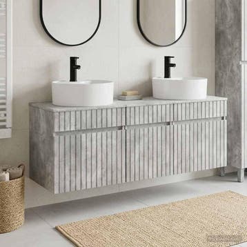 vidaXL Badkamerkastenset 3 st Betongrijs 49 x 44,5 x 65 cm, Verzenden, Nieuw