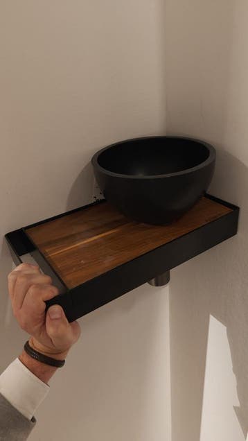 Design fonteintje met frame en waskom - 0014 0056, Ophalen, Nieuw, Wastafel