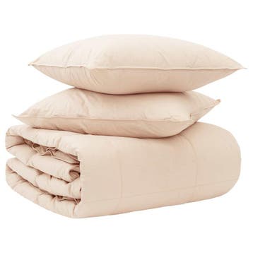 vidaXL Dekbedset 2 st 155 x 220 cm Alle seizoenen Kapokvezel, Verzenden, Nieuw, Beige