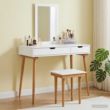 vidaXL Toilettafel Set FAUSKE 3 st Wit 100 x 50 x 143 cm, Verzenden, Nieuw