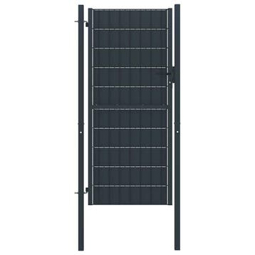 vidaXL Hekpoort PVC en staal 100x204 cm antraciet, Verzenden, Nieuw