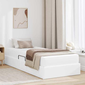 vidaXL Opslag bed met matras met opslag 2 st Wit Leer, Verzenden, Nieuw, Wit