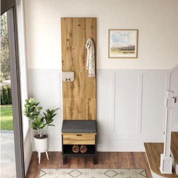Halmeubel met Kast en Schoenenbank – Houtlook Zwart 210 cm, Verzenden, Nieuw