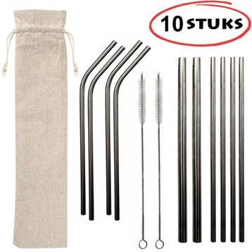 Fako Bijoux - RVS rietjes Set - Herbruikbaar - Herbruikbaar, Verzenden, Nieuw