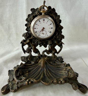 Porta orologio da taschino “cipolla” in bronzo – con due, Antiek en Kunst