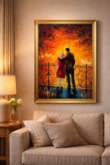 Nazar Kotkov - Romantic Couple at Sunset – Oil Painting on