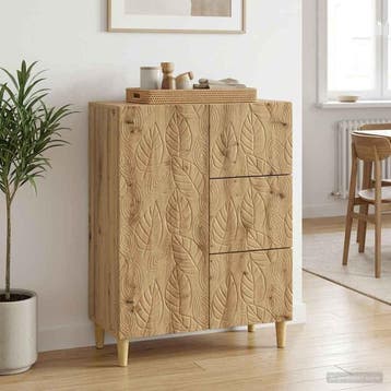 vidaXL Dressoir Artisanaal eiken 66 x 34,5 x 90 cm Bewerkt, Huis en Inrichting, Kasten | Dressoirs, Verzenden, Nieuw, Overige houtsoorten