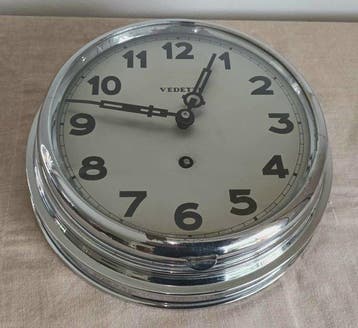 Industriële klok - Verchroomd, Metaal, Glas - 1930-1940 -, Antiek en Kunst