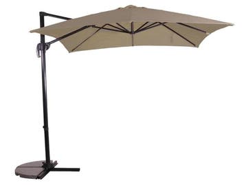 Zweefparasol Libra Taupe 250x250cm inclusief kruisvoet &, Tuin en Terras, Ophalen of Verzenden, Nieuw