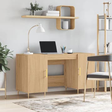 vidaXL Bureau 140x50x75 cm bewerkt hout sonoma eikenkleurig, Verzenden, Nieuw