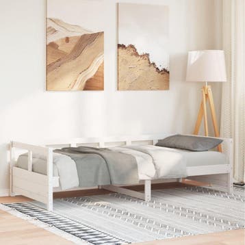 vidaXL Slaapbank zonder matras 80x200 cm massief grenenhout, Eenpersoons, Verzenden, Wit, Nieuw