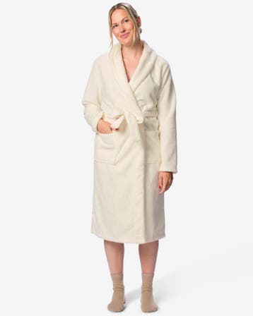 HEMA Damesbadjas fleece gebroken wit, Verzenden
