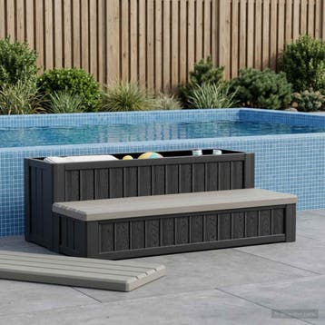 vidaXL Hottub-opstap met Opbergruimte 2-traps Bruin en Grijs, Verzenden, Nieuw