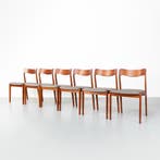 Vintage Deense eetkamerstoelen, Henning Kjaernulf, set van 6, Ophalen, Hout, Gebruikt, Overige kleuren