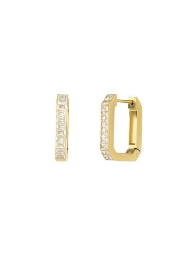 Goudlief Rectangular diamond oorbellen (Creolen), Verzenden, Nieuw, Zilver, Overige materialen