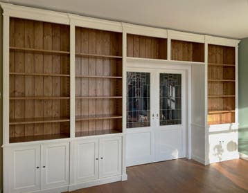 Boekenkasten op Maat gemaakt Bibliotheekkasten Massief Hout, Met deur(en), Nieuw, 200 cm of meer, Eikenhout