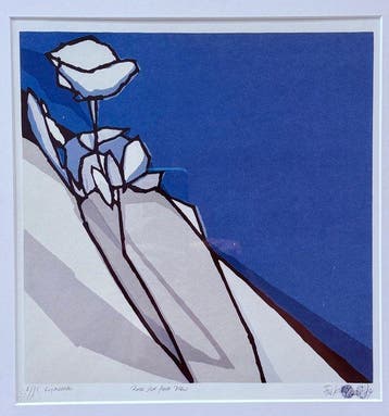 Fon Klement (1930-2000) - Rose sur fond bleu