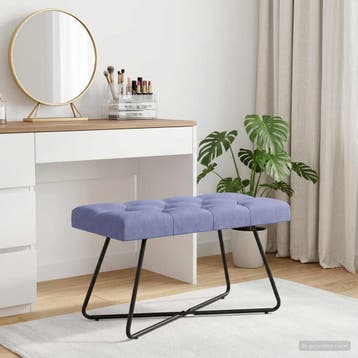vidaXL Bank met knoopverstelling Jeans Blauw 80 x 40 x 46 cm, Verzenden, Nieuw, Stof