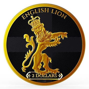 Niue. 2 Dollars 2024 1 oz Niue English Lion Black Platinum