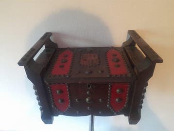 Kist - Hout - Vintage schatkist, Antiek en Kunst