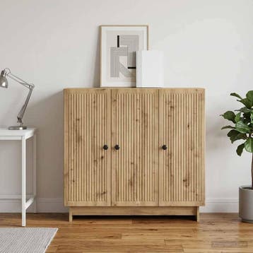 vidaXL Dressoir Artisanaal eiken 89 x 34,5 x 80 cm Bewerkt, Verzenden, Nieuw, Overige houtsoorten, Minder dan 50 cm