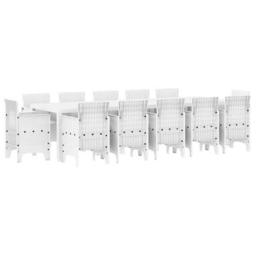 vidaXL Tuin Eetset 13 pcs Wit Poly riet, Verzenden, Nieuw, 3 zitplaatsen