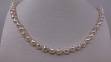 Zonder minimumprijs - Halsketting 7×7,5 mm Akoya parels, Nieuw