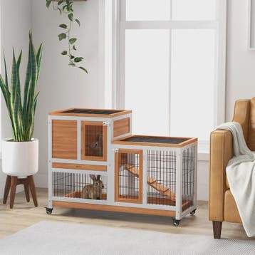 Pawhut Konijnenhok met Open Dak en Uitschuifbare Lade - 90x5, Dieren en Toebehoren, Verzenden, Nieuw