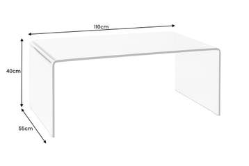 Extravaganter Glas Couchtisch FANTOME 110cm transparent -, Ophalen of Verzenden, Nieuw
