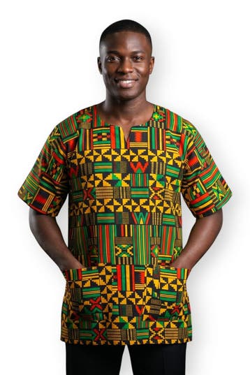 Zwart Geel Kente Dashiki Shirt / Dashiki Jurk - Afrikaans sh, Ophalen of Verzenden, Nieuw