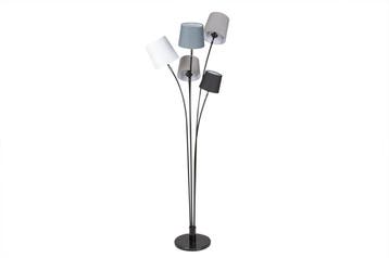 Vloerlamp LEVELS 176 cm 5 linnen lampenkappen zwart grijs, Ophalen of Verzenden, Nieuw