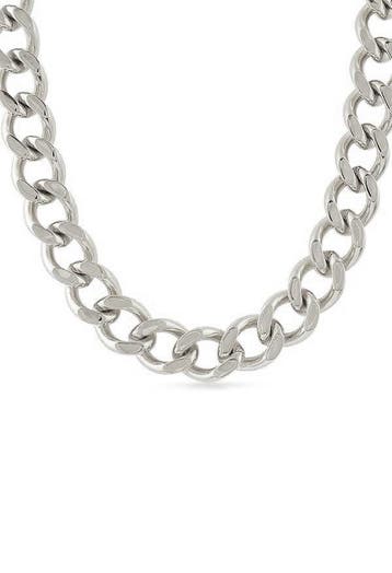 KIMU® Lange Dikke Zilverkleurige Ketting 14mm Aluminium 925, Kunststof, Verstelbaar, Nieuw, Ophalen of Verzenden