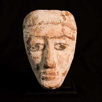 Oude Egypte, late periode Veelkleurig hout Grafmasker, 23,5