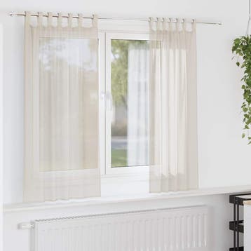 vidaXL Gordijnen voile met Tab Top 2 st crèmekleurig, Verzenden, Nieuw, Crème