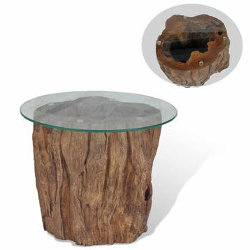 vidaXL Salontafel 50x40 cm teakhout en glas, Huis en Inrichting, Tafels | Salontafels, 50 tot 100 cm, Verzenden, Teakhout, Nieuw
