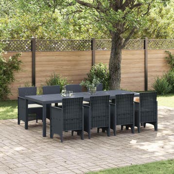 vidaXL Tuin Eetset 9 st Antraciet Polypropyleen, Verzenden, Nieuw, Meer dan 8 zitplaatsen