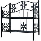Metalen plantenrek met 2 legplanken mat zwart 60x30x50cm, Verzenden, Nieuw