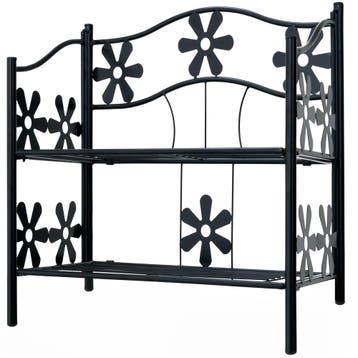 Metalen plantenrek met 2 legplanken mat zwart 60x30x50cm, Verzenden, Nieuw