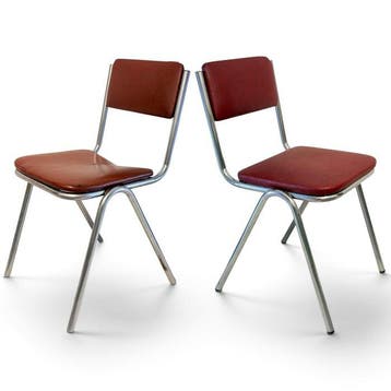 Stoel - Gasten - Staal - Een paar vintage stoelen