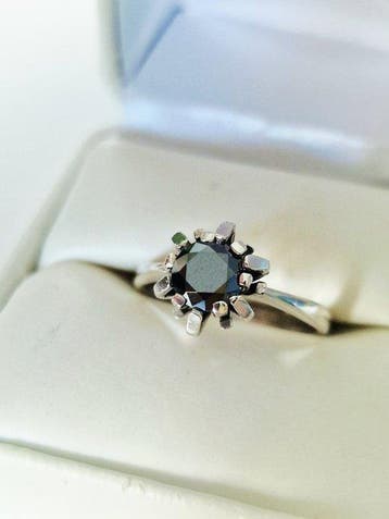 Zonder minimumprijs - Verlovingsring Zilver Diamant, Sieraden, Tassen en Uiterlijk