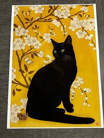 “Sakura Garden Cat” (Limited Edition 23/50) Japanese Cat