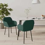 vidaXL Eetkamerstoelen 2 st fluweel donkergroen, Huis en Inrichting, Stoelen, Verzenden, Nieuw