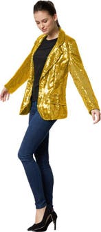 2dekans | Dressforfun Paillettenjas dames goud M -, Ophalen of Verzenden, Zo goed als nieuw